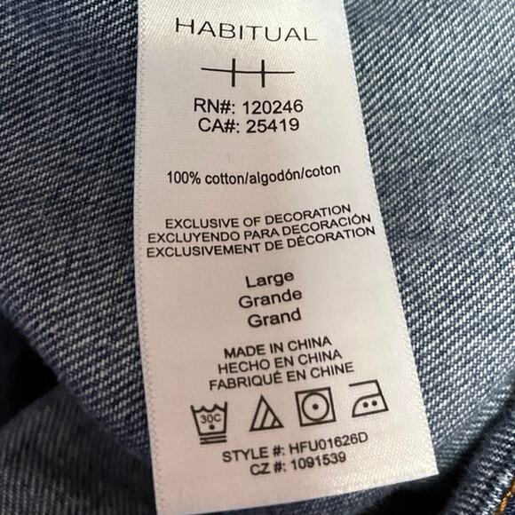 Habitual Blue Denim Button Down Long Sleeve Tie Waist Belted Mini Jeans Dress L - Picture 5 of 5